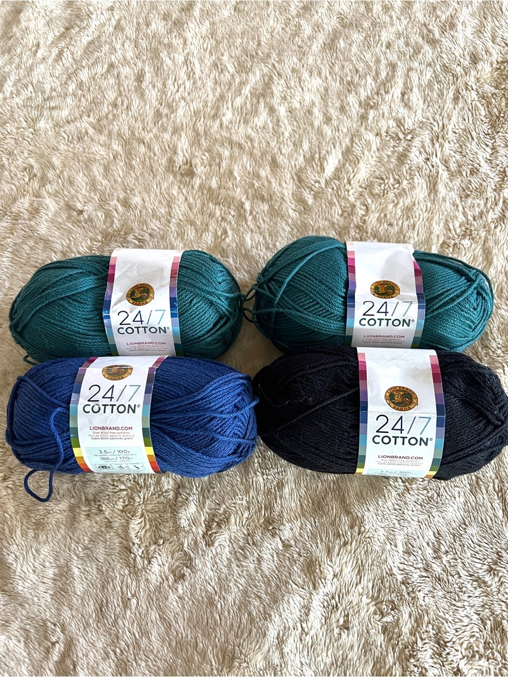LION BRAND 24/7 Cotton Yarn (4 Count)